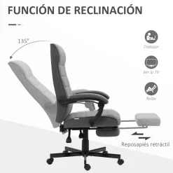 Silla de escritorio Adolfo Vinsetto reclinable + reposapiés retráctil gris 106-114x68x67 cm