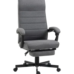 Silla de escritorio Adolfo Vinsetto reclinable + reposapiés retráctil gris 106-114x68x67 cm