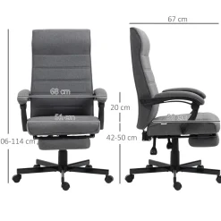 Silla de escritorio Adolfo Vinsetto reclinable + reposapiés retráctil gris 106-114x68x67 cm