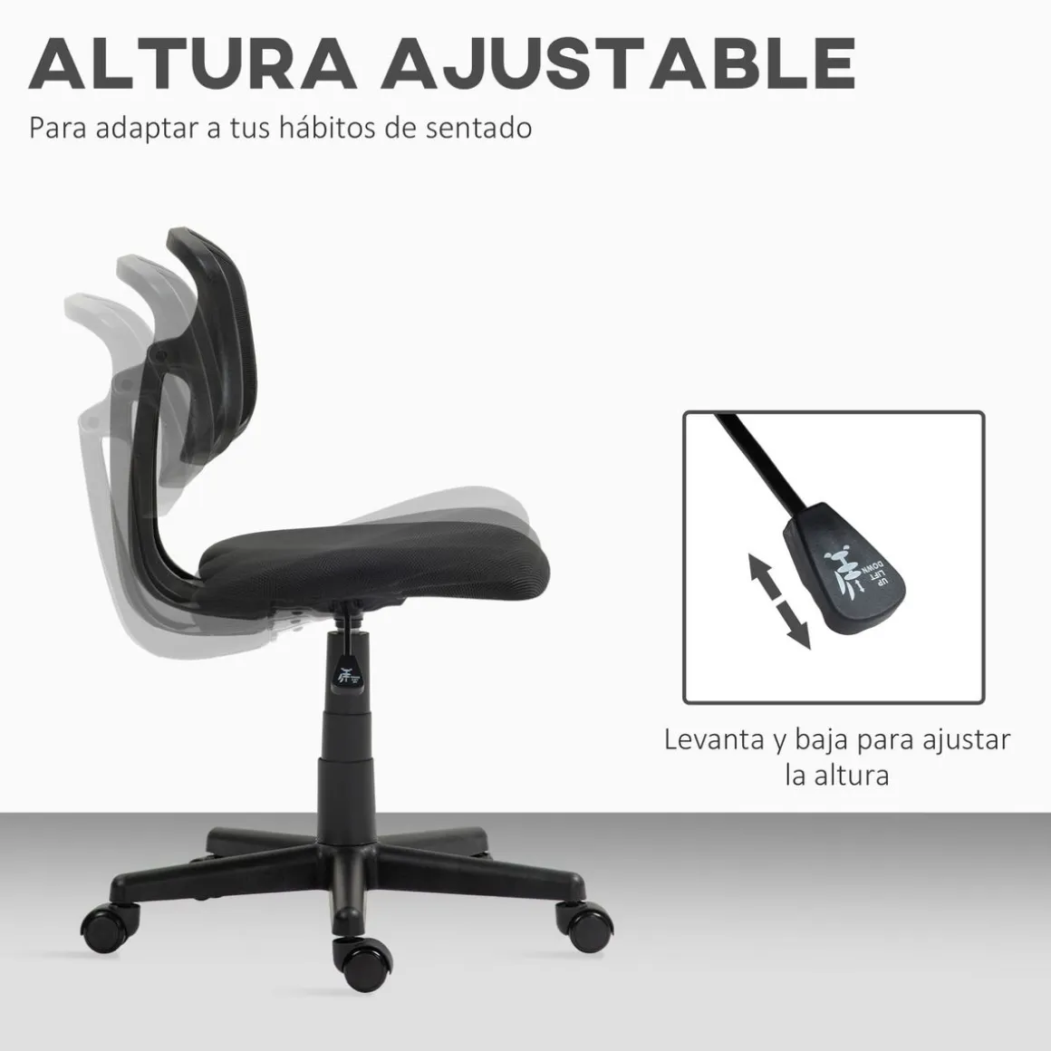 Silla de escritorio Arborea Homcom altura regulable 78-88x43x48 cm