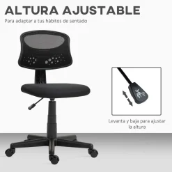 Silla de escritorio Arborea Homcom altura regulable 78-88x43x48 cm