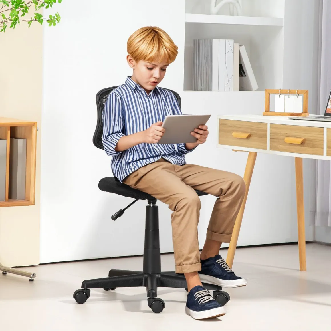 Silla de escritorio Arborea Homcom altura regulable 78-88x43x48 cm