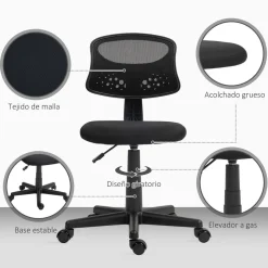 Silla de escritorio Arborea Homcom altura regulable 78-88x43x48 cm