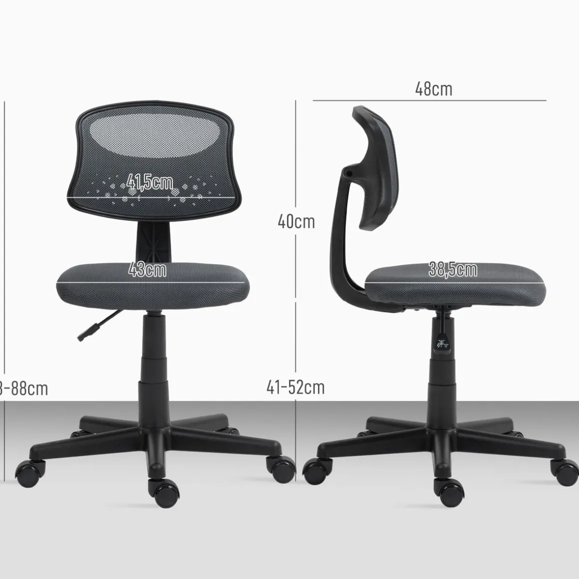 Silla de escritorio Arborea Homcom altura regulable 78-88x43x48 cm