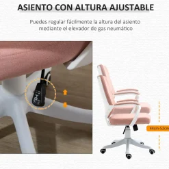 Silla de escritorio Bosque Vinsetto altura ajustable rosa 92-100x62x69 cm