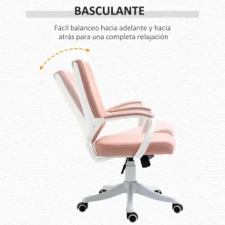 Silla de escritorio Bosque Vinsetto altura ajustable rosa 92-100x62x69 cm