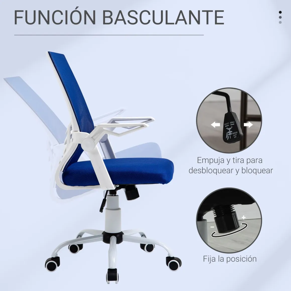 Silla de escritorio Essen Vinsetto altura ajustable azul 94-104x62,5x55 cm