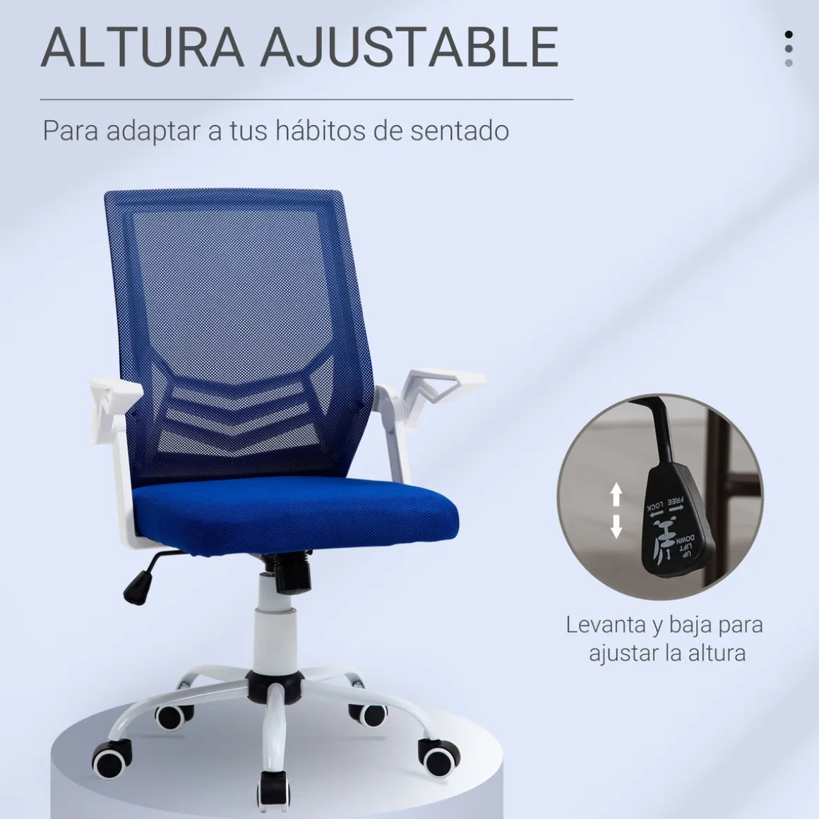 Silla de escritorio Essen Vinsetto altura ajustable azul 94-104x62,5x55 cm