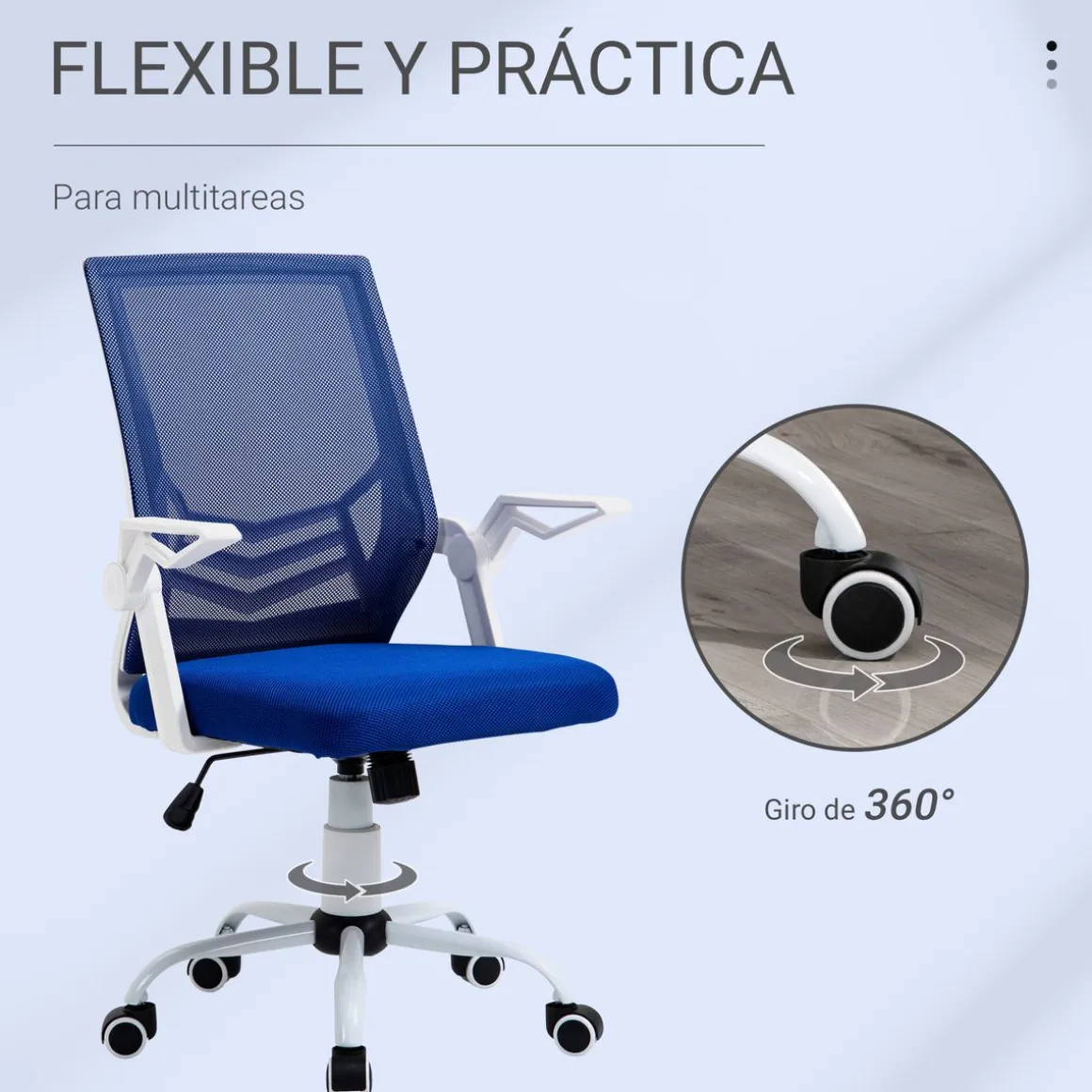 Silla de escritorio Essen Vinsetto altura ajustable azul 94-104x62,5x55 cm
