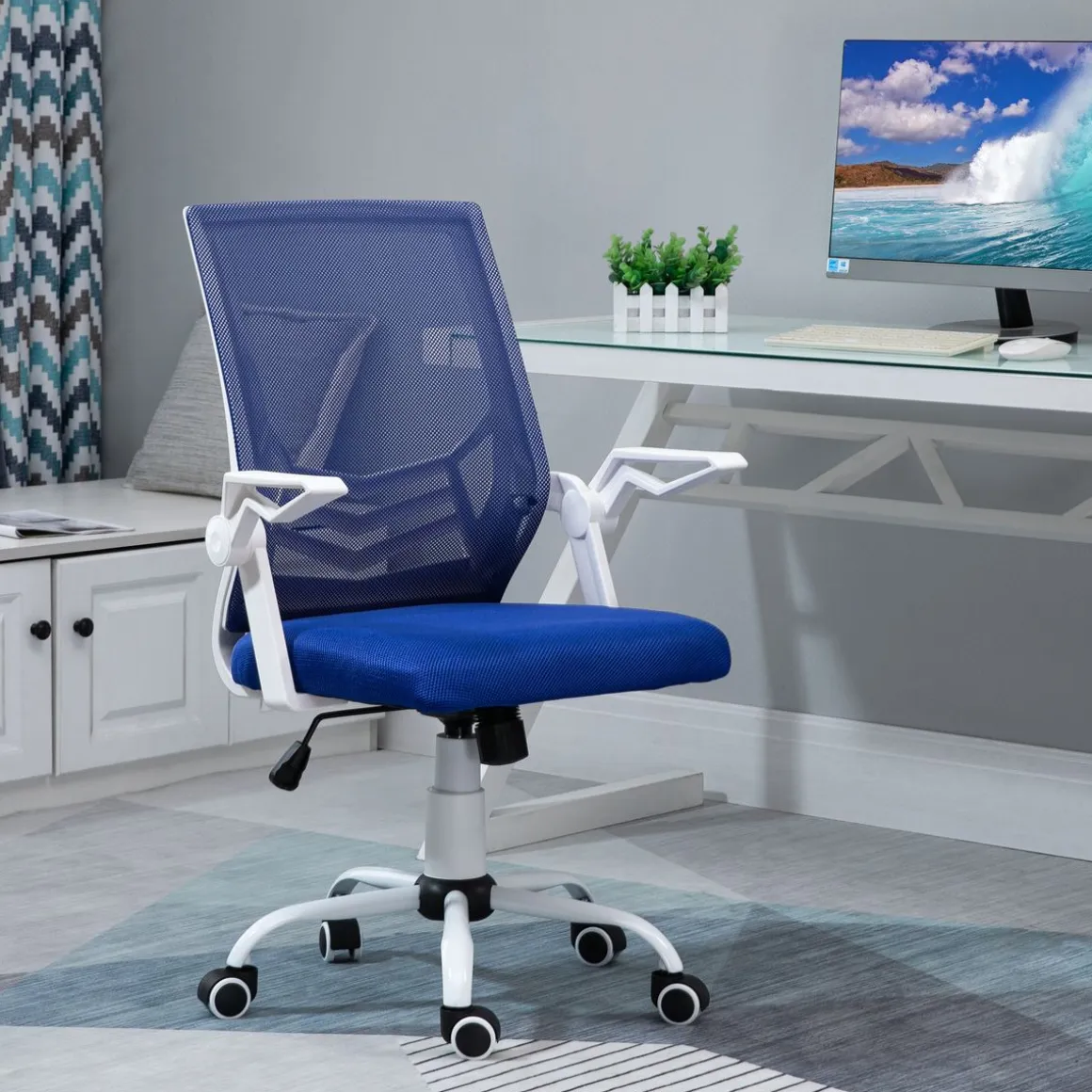 Silla de escritorio Essen Vinsetto altura ajustable azul 94-104x62,5x55 cm