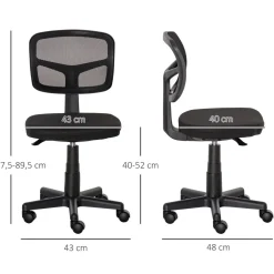 Silla de escritorio Ghel Vinsetto con altura regulable negro 77,5-89,5x43x48 cm