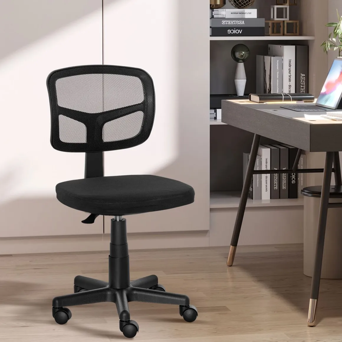 Silla de escritorio Ghel Vinsetto con altura regulable negro 77,5-89,5x43x48 cm