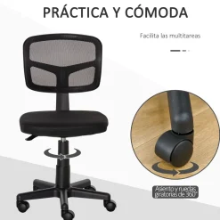 Silla de escritorio Ghel Vinsetto con altura regulable negro 77,5-89,5x43x48 cm