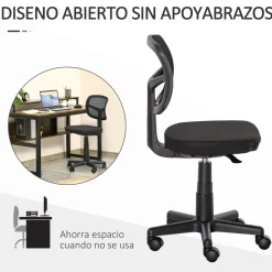 Silla de escritorio Ghel Vinsetto con altura regulable negro 77,5-89,5x43x48 cm