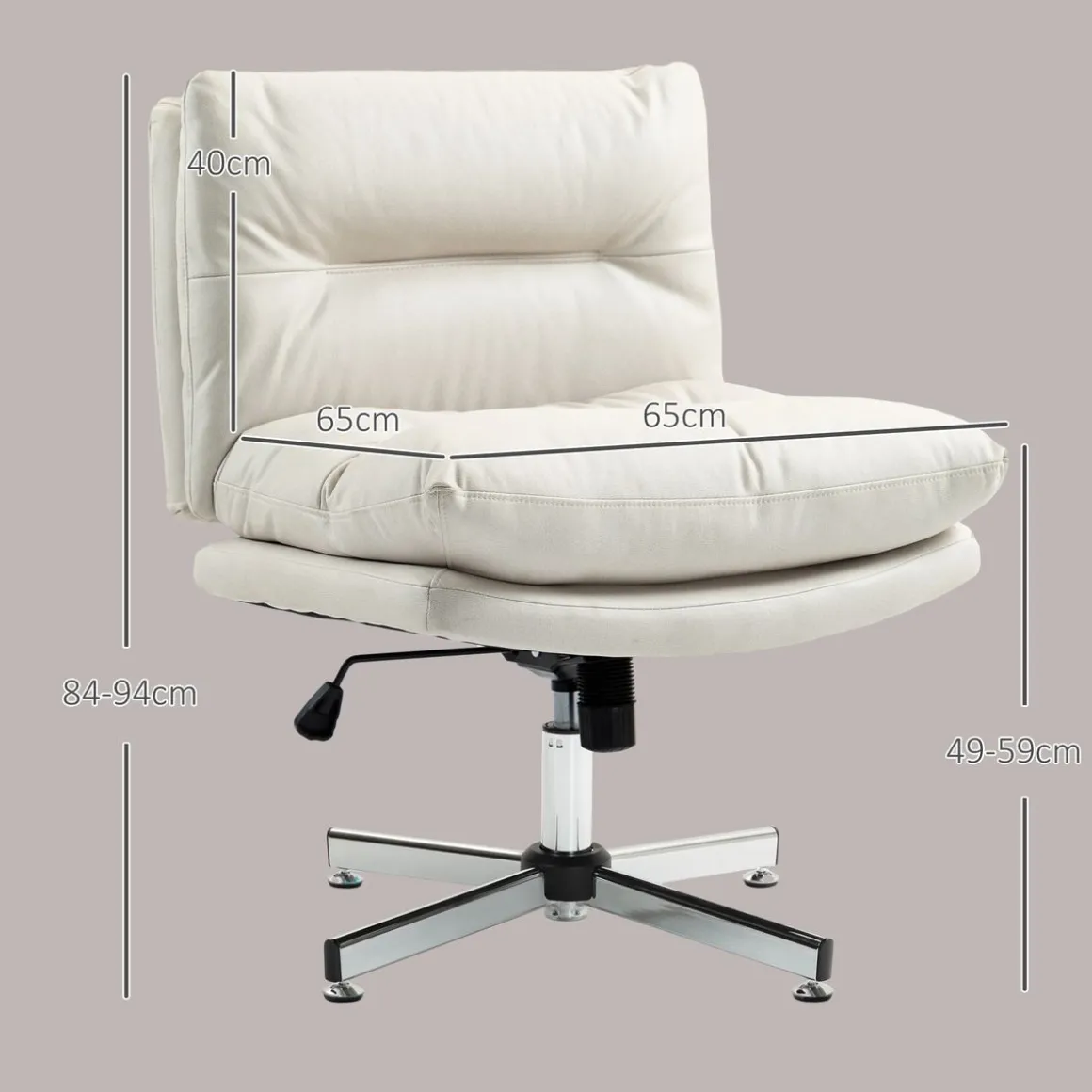 Silla de escritorio Halo Homcom altura regulable + basculante blanco 84-94x65x65 cm
