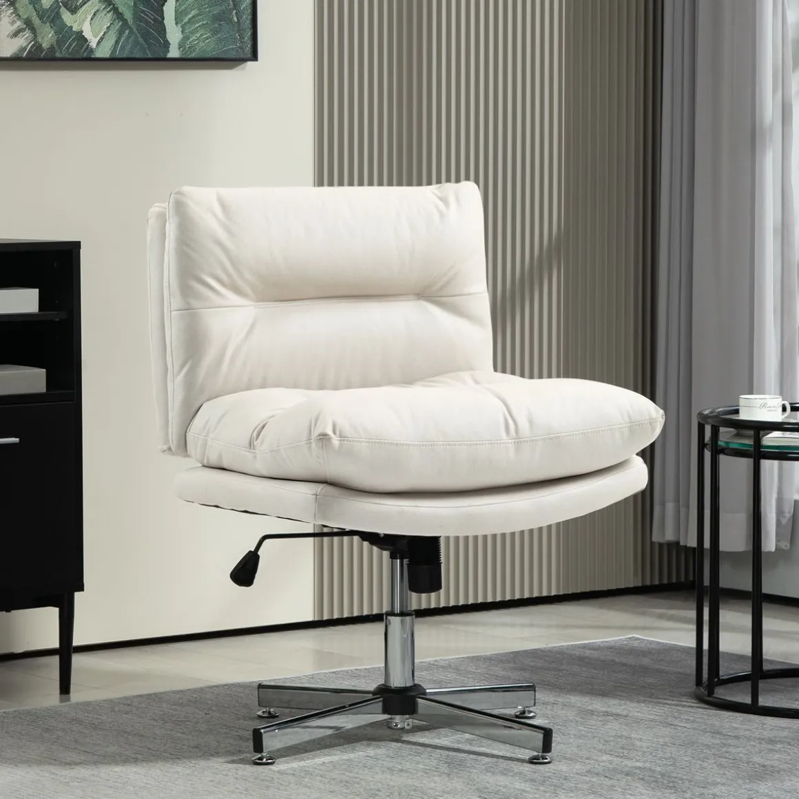 Silla de escritorio Halo Homcom altura regulable + basculante blanco 84-94x65x65 cm