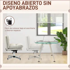 Silla de escritorio Halo Homcom altura regulable + basculante blanco 84-94x65x65 cm