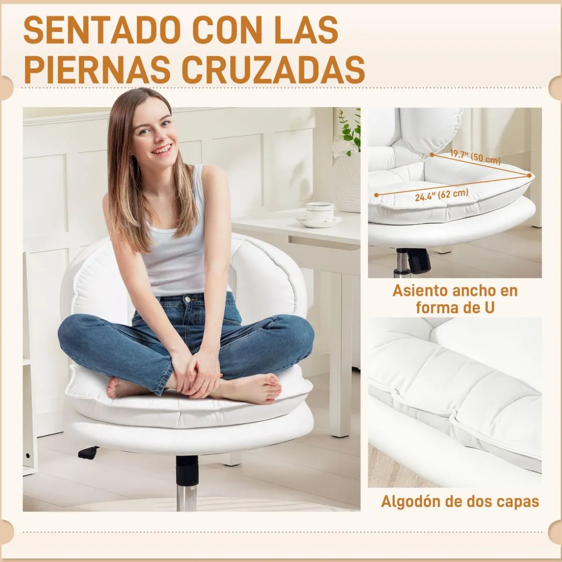 Silla de escritorio Izan Homcom altura regulable 83-93x62x65 cm