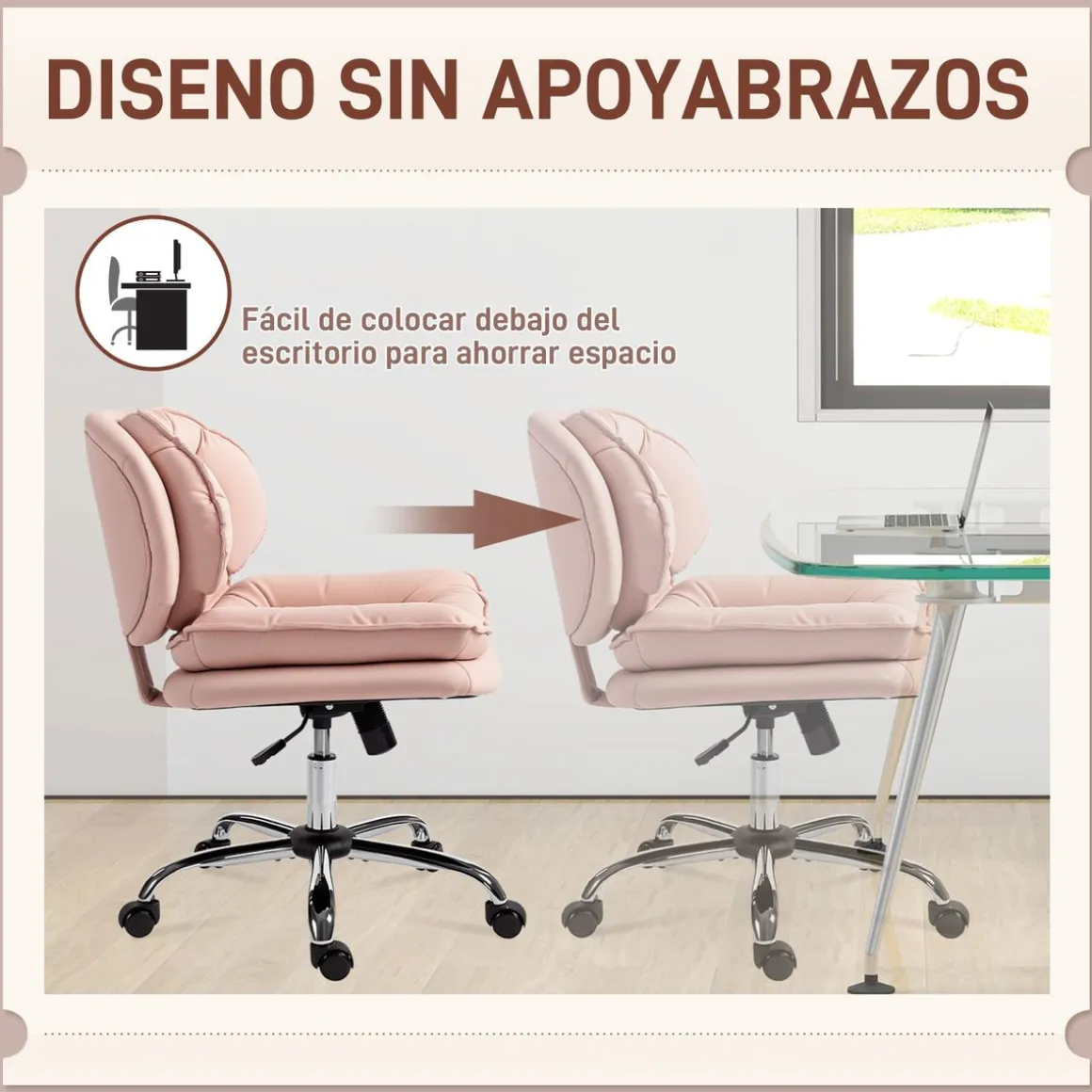 Silla de escritorio Izan Homcom altura regulable 83-93x62x65 cm