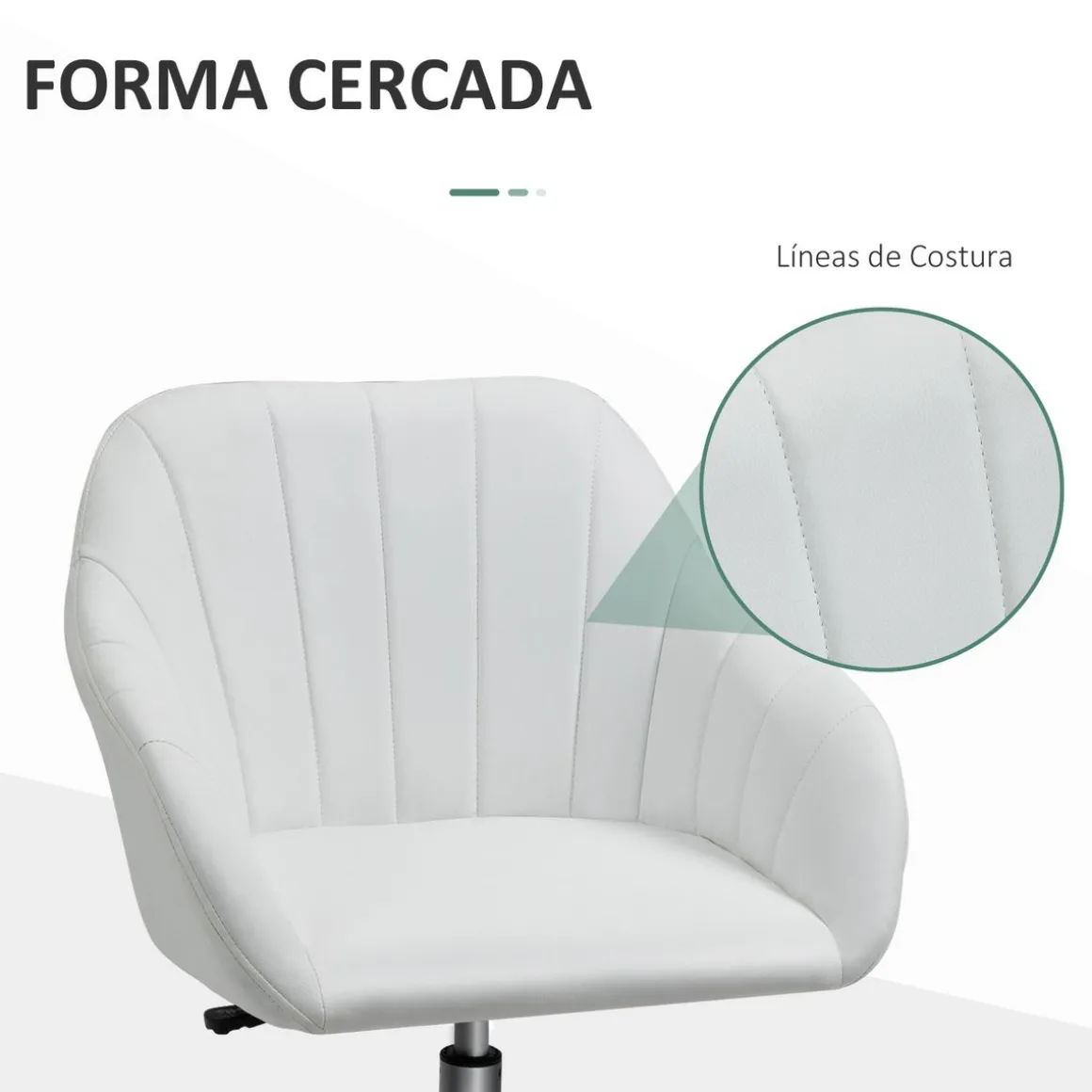 Silla de escritorio Keld Vinsetto altura ajustable blanco 79-89x60x59 cm