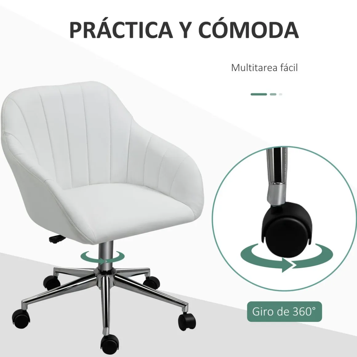 Silla de escritorio Keld Vinsetto altura ajustable blanco 79-89x60x59 cm