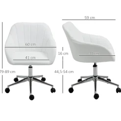Silla de escritorio Keld Vinsetto altura ajustable blanco 79-89x60x59 cm