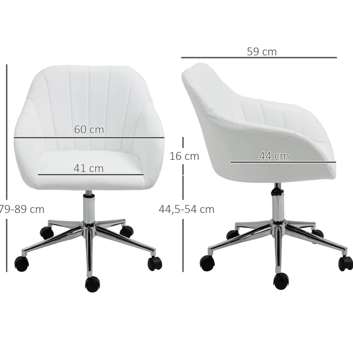 Silla de escritorio Keld Vinsetto altura ajustable blanco 79-89x60x59 cm