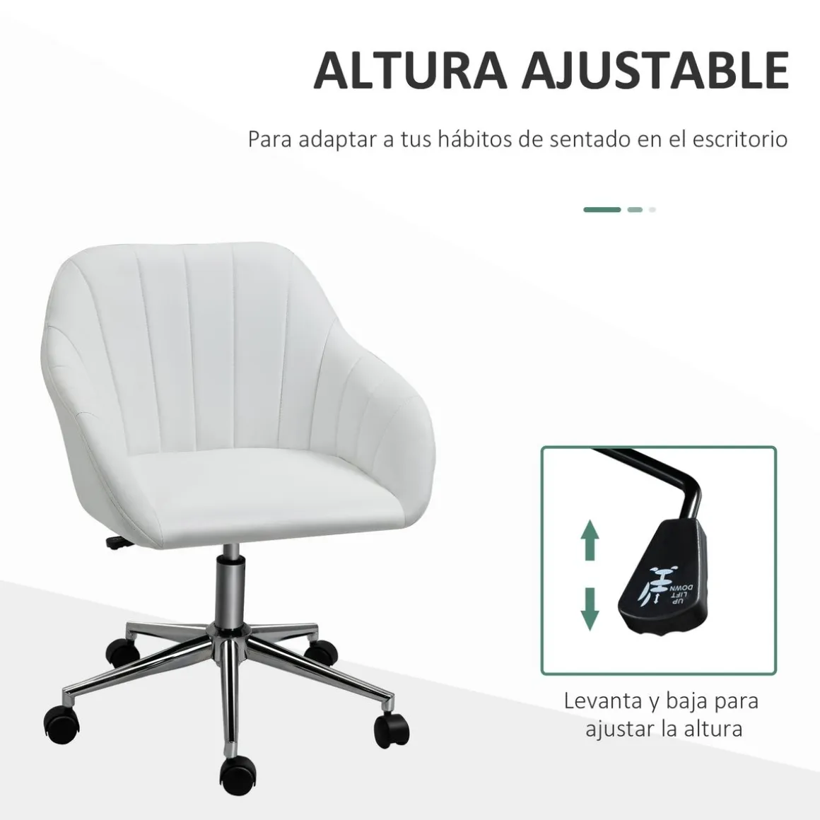 Silla de escritorio Keld Vinsetto altura ajustable blanco 79-89x60x59 cm