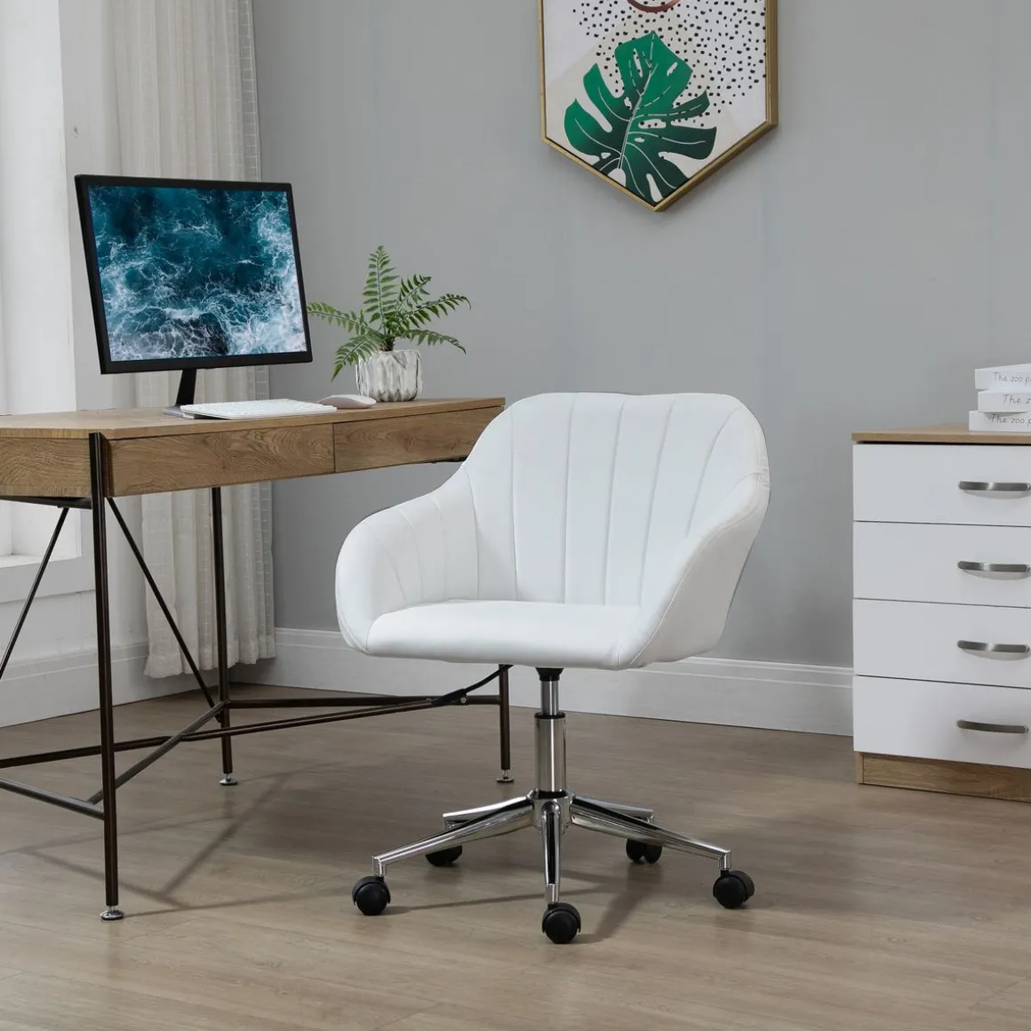 Silla de escritorio Keld Vinsetto altura ajustable blanco 79-89x60x59 cm