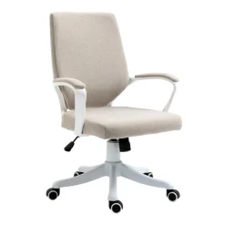 Silla de escritorio Lary Vinsetto basculante con reposabrazos beige 92-100x64x52 cm