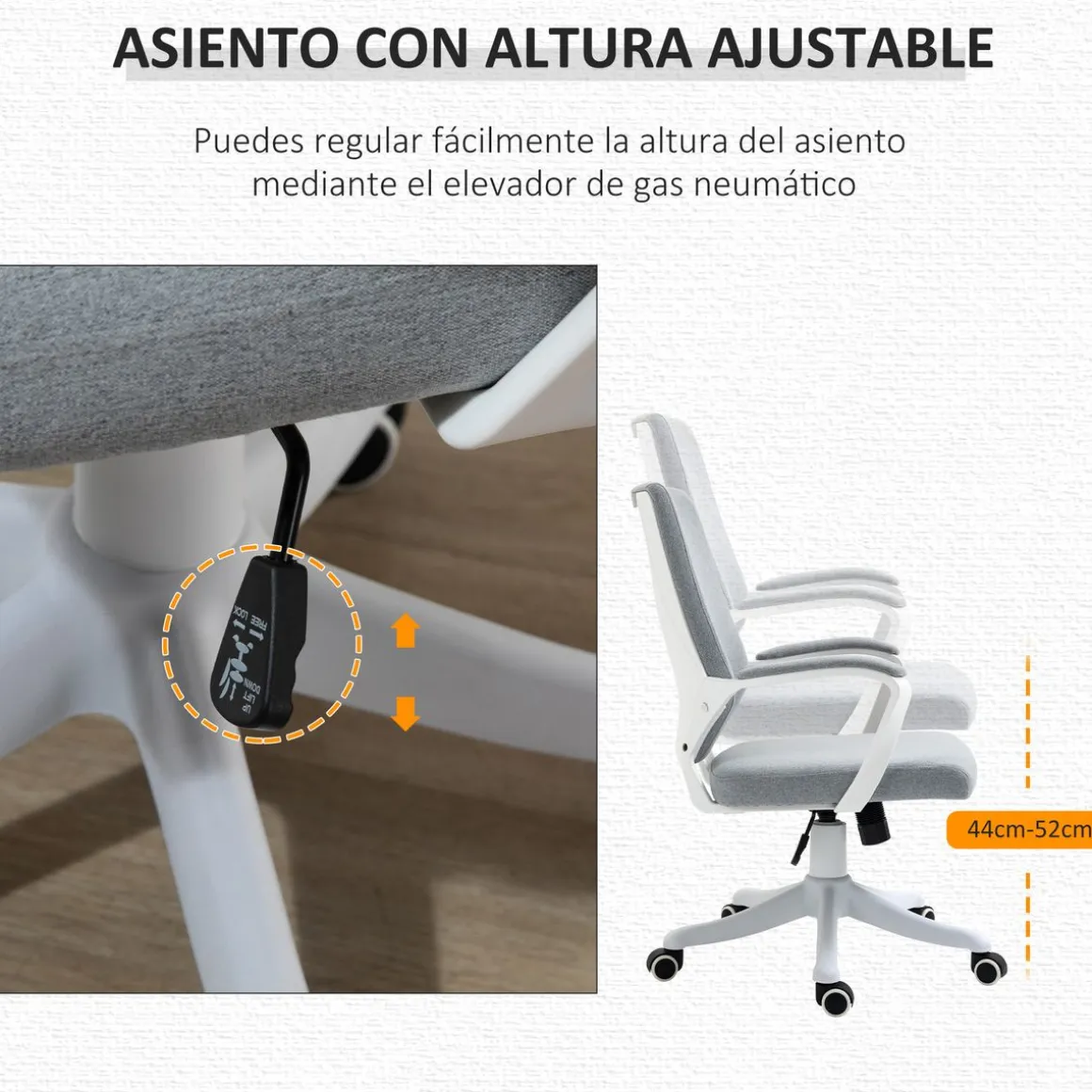 Silla de escritorio Libra Vinsetto altura regulable gris 92-100x62x69 cm