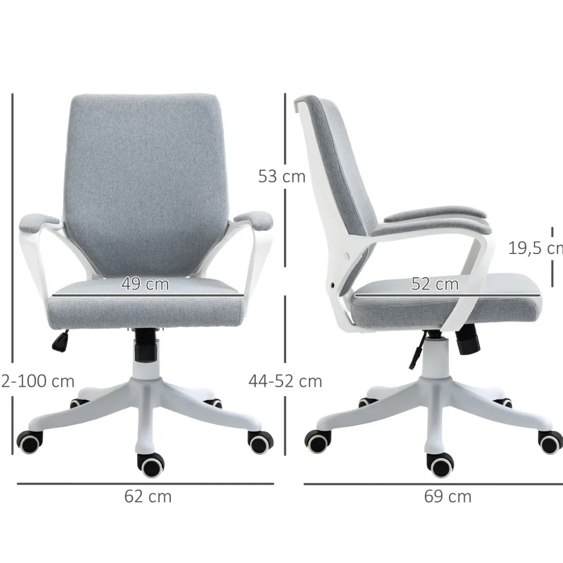Silla de escritorio Libra Vinsetto altura regulable gris 92-100x62x69 cm