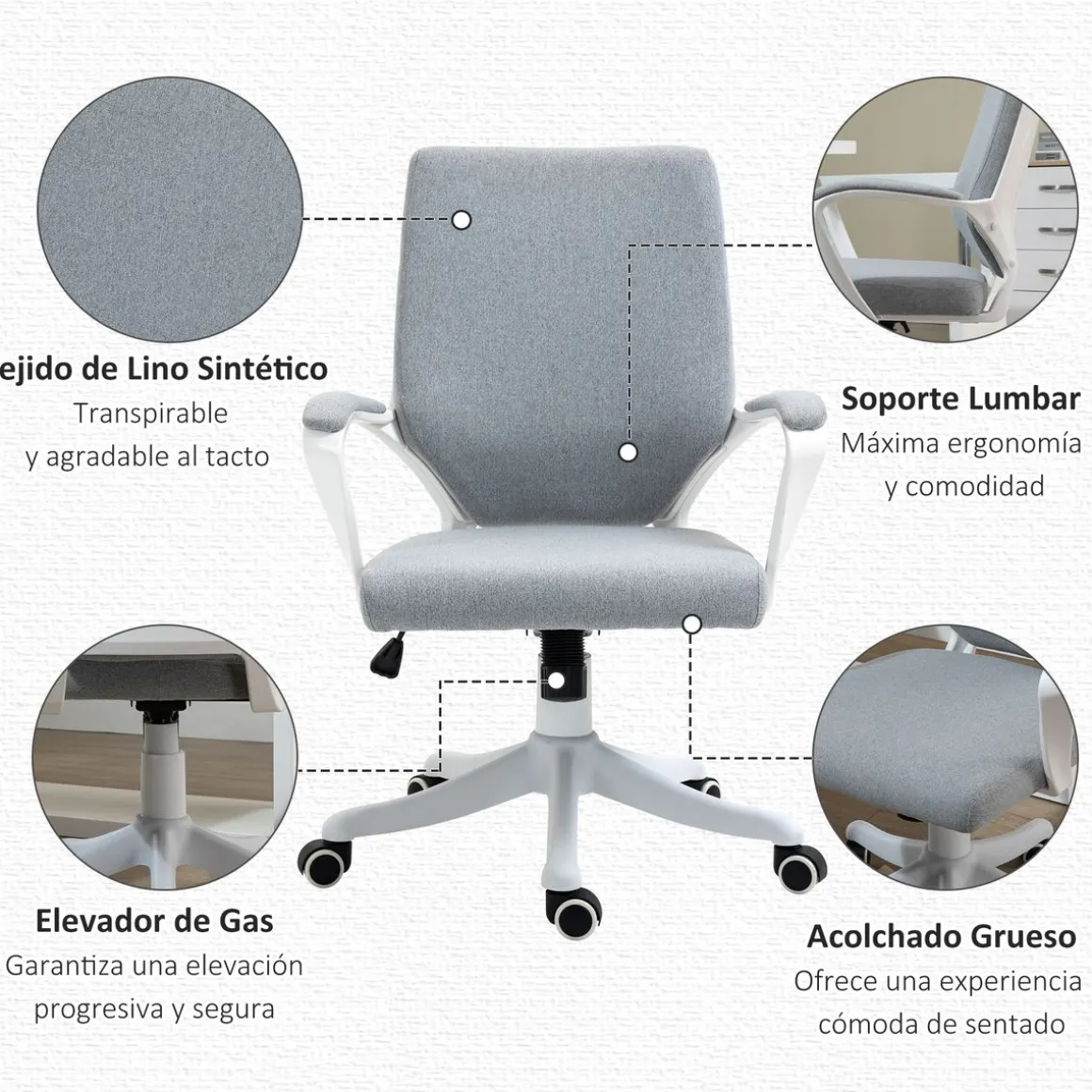 Silla de escritorio Libra Vinsetto altura regulable gris 92-100x62x69 cm