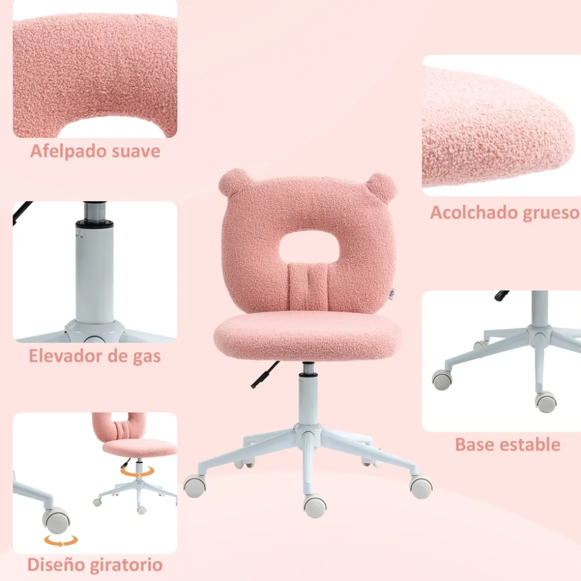 Silla de escritorio Osso Homcom altura regulable 80-90x50x56 cm