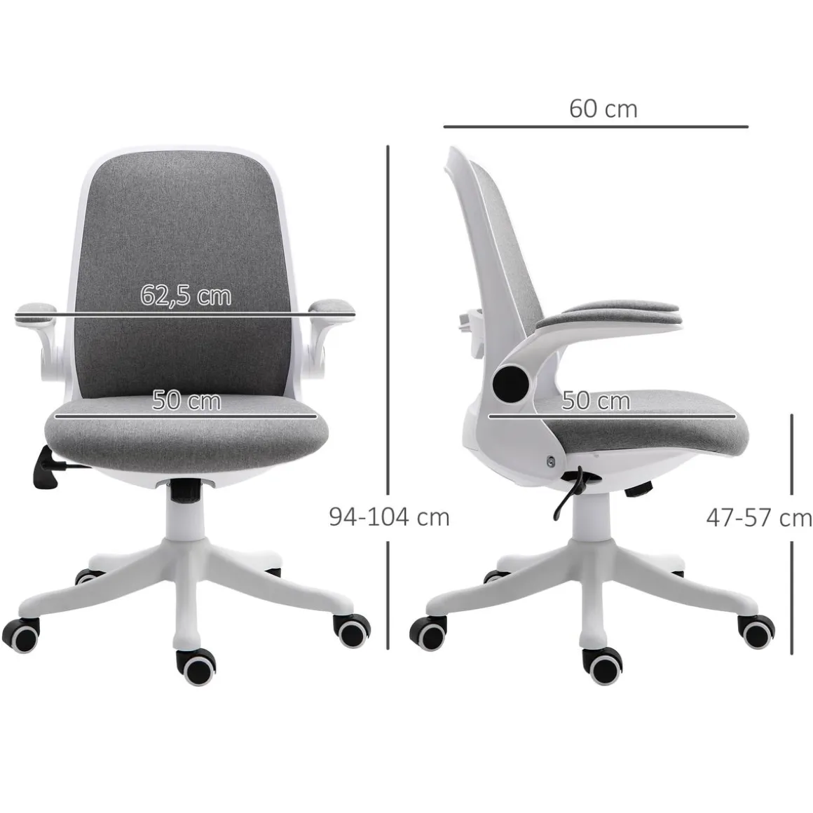 Silla de escritorio Ozono Vinsetto basculante con altura ajustable 94-104x62,5x60 cm