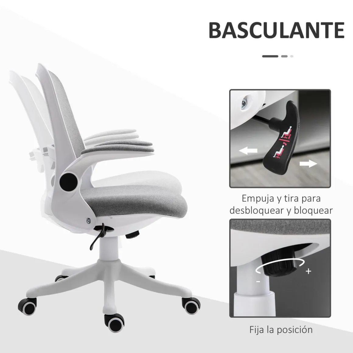 Silla de escritorio Ozono Vinsetto basculante con altura ajustable 94-104x62,5x60 cm