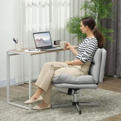 Silla de escritorio Pirineos Homcom basculante altura ajustable gris 84-94x65x65 cm