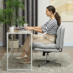 Silla de escritorio Pirineos Homcom basculante altura ajustable gris 84-94x65x65 cm