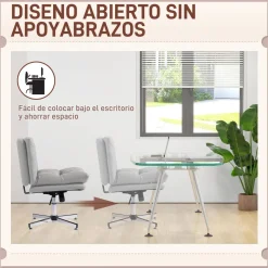 Silla de escritorio Pirineos Homcom basculante altura ajustable gris 84-94x65x65 cm