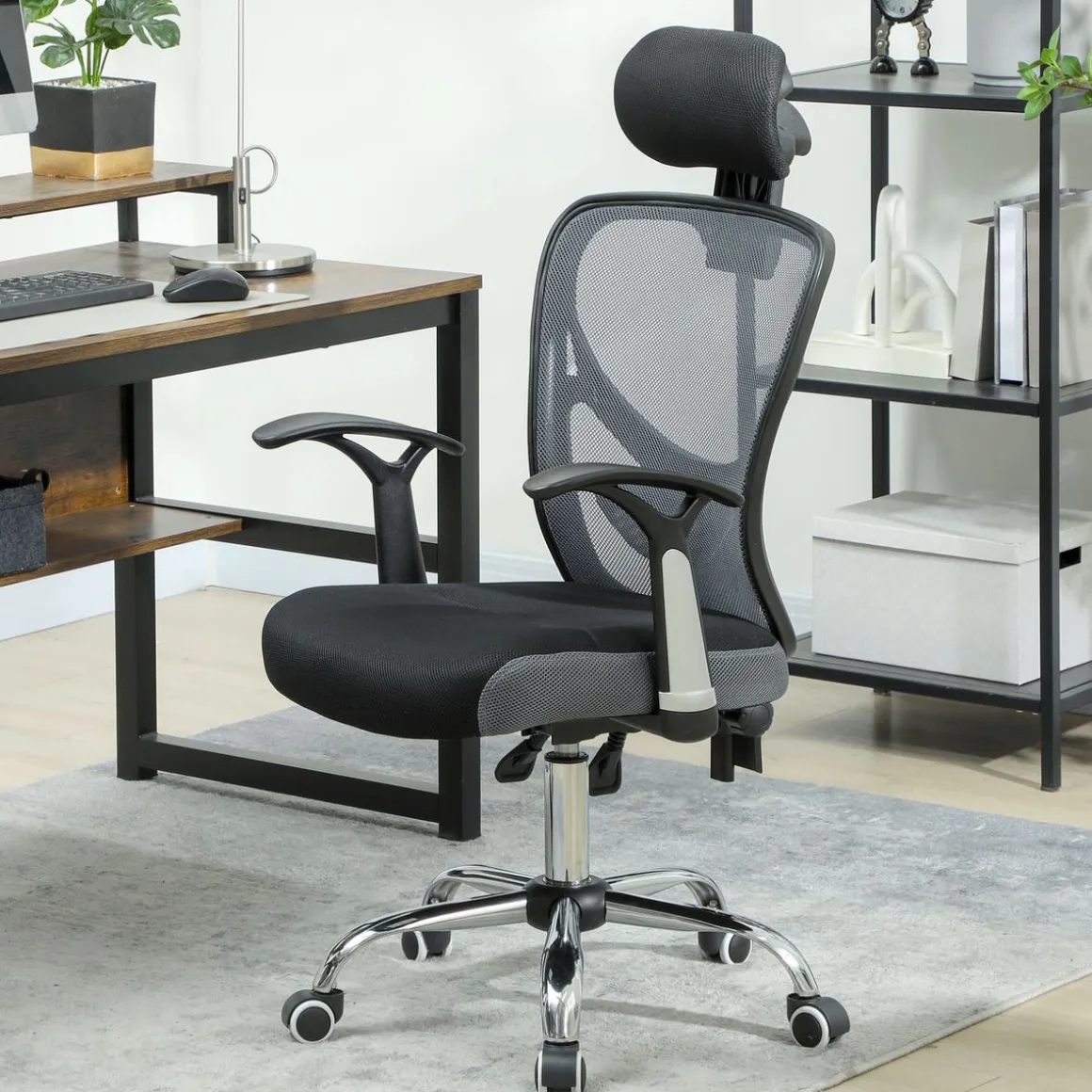 Silla de escritorio Ren Vinsetto altura regulable con reposacabezas 118x62x67 cm