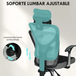 Silla de escritorio Ren Vinsetto altura regulable con reposacabezas 118x62x67 cm