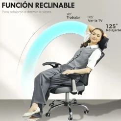 Silla de escritorio Ren Vinsetto altura regulable con reposacabezas 118x62x67 cm