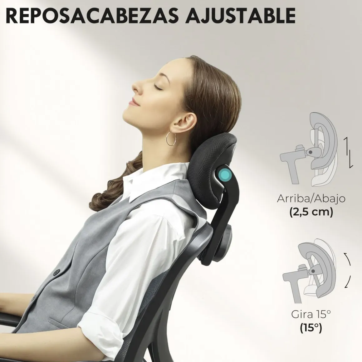 Silla de escritorio Ren Vinsetto altura regulable con reposacabezas 118x62x67 cm