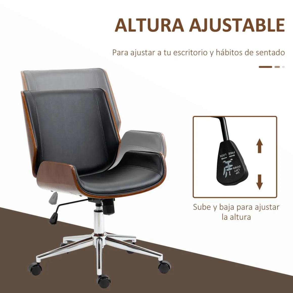 Silla de escritorio Romero Vinsetto altura regulable 82-92x65,5x51 cm negro