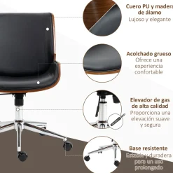 Silla de escritorio Romero Vinsetto altura regulable 82-92x65,5x51 cm negro