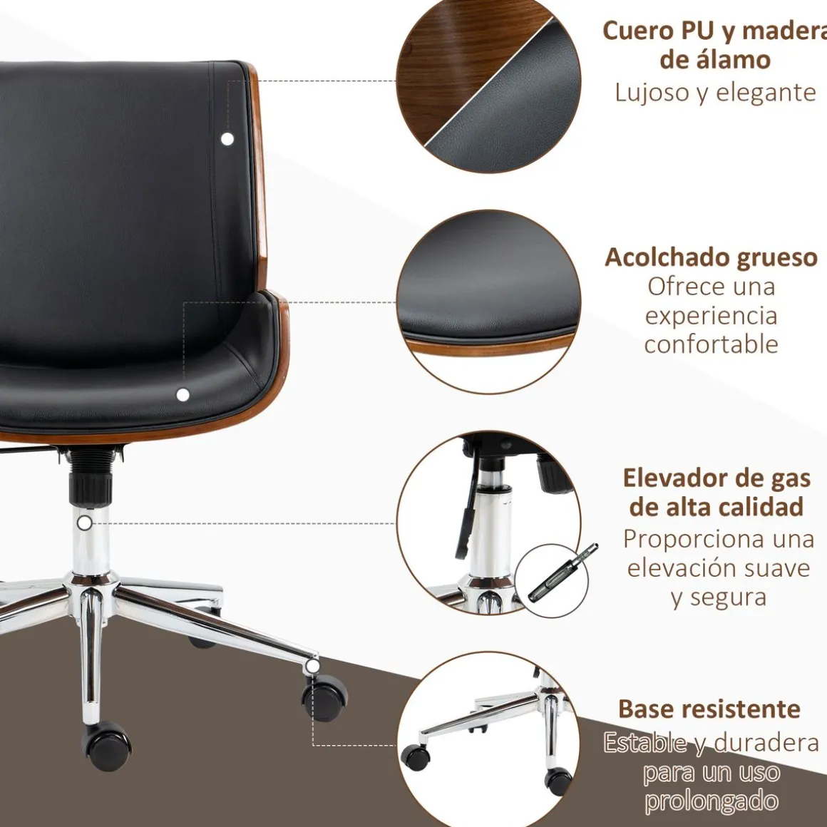 Silla de escritorio Romero Vinsetto altura regulable 82-92x65,5x51 cm negro