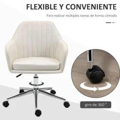 Silla de escritorio Serenique Vinsetto con reposabrazos beige 96x61x59 cm