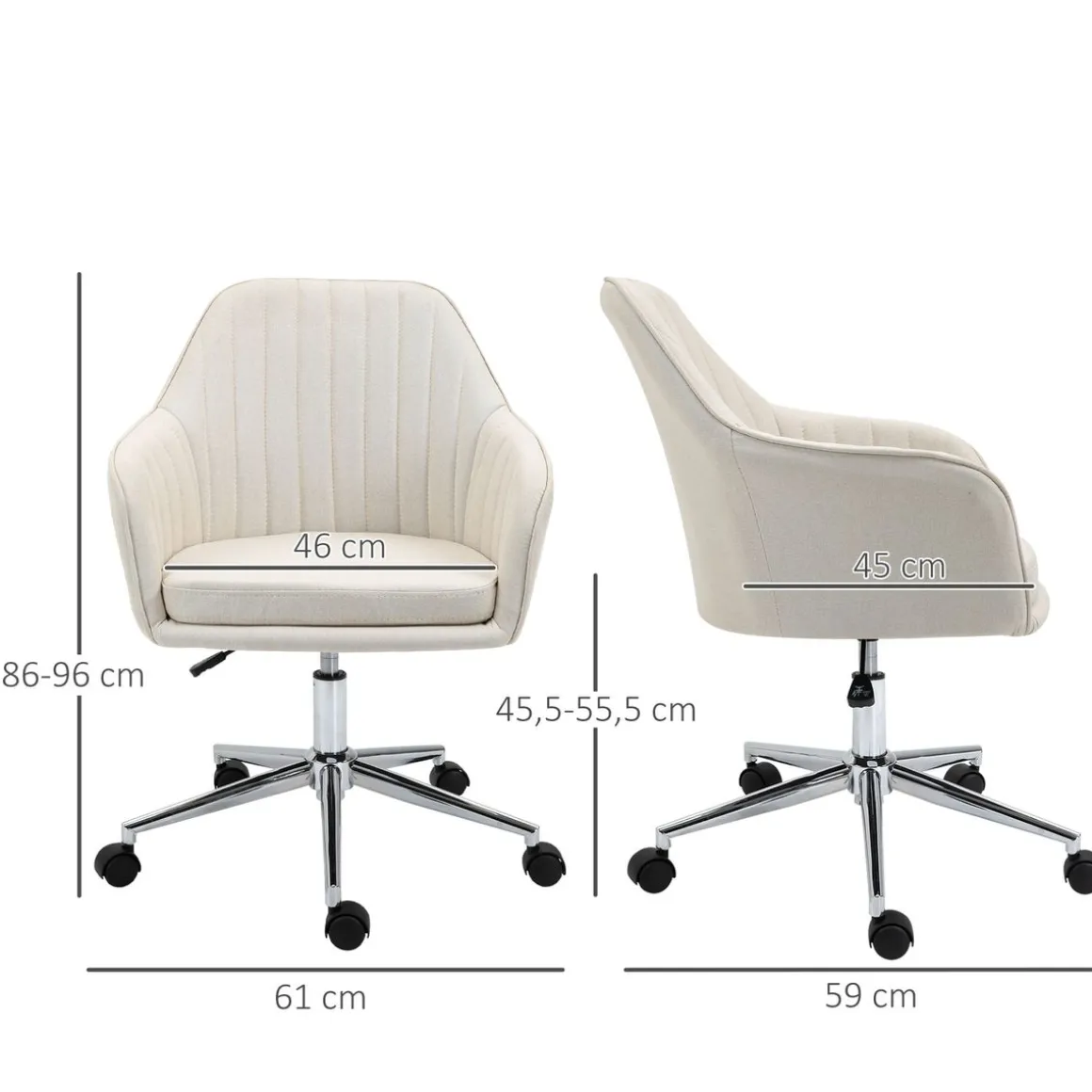 Silla de escritorio Serenique Vinsetto con reposabrazos beige 96x61x59 cm