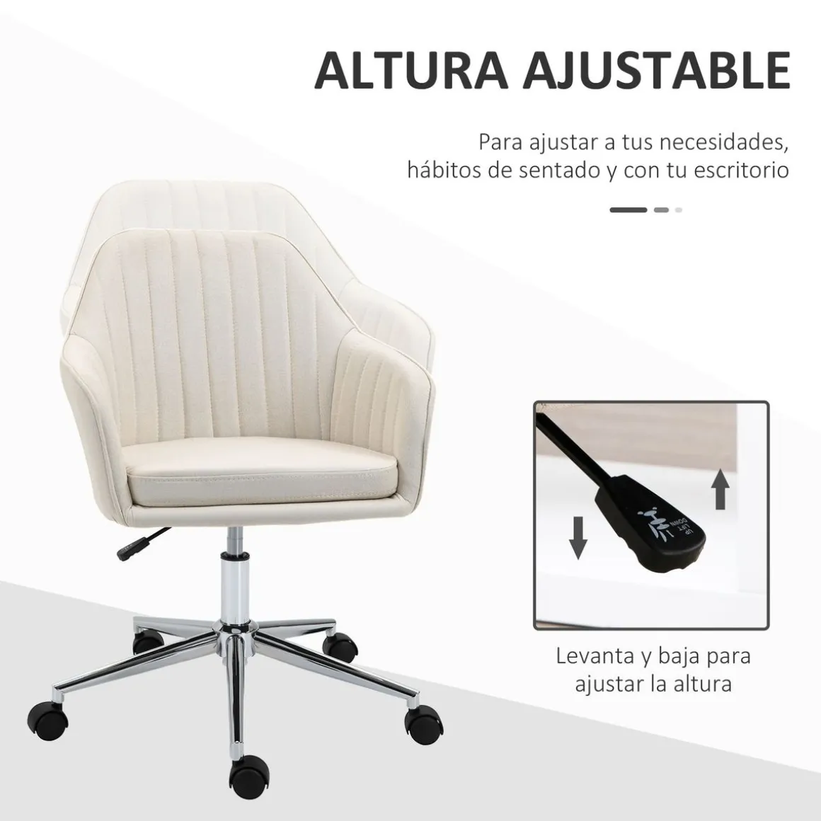 Silla de escritorio Serenique Vinsetto con reposabrazos beige 96x61x59 cm