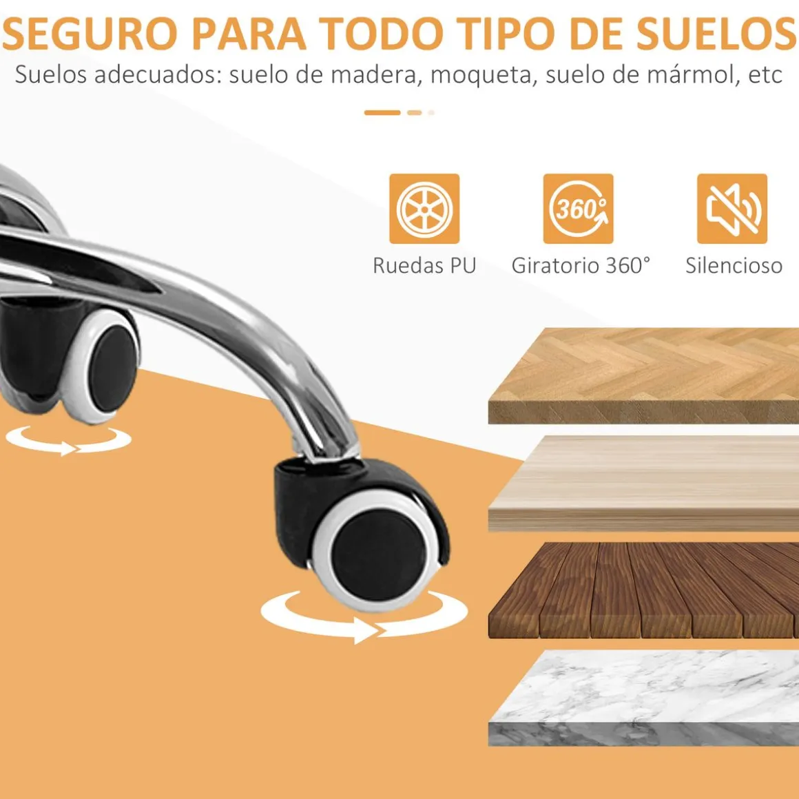 Silla de escritorio Sunny Vinsetto giratoria altura regulable naranja 80-90x48x53 cm